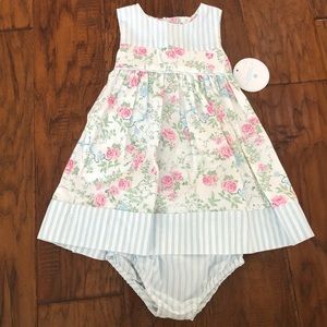 Edgehill Collection Floral and Blue Stripe Dress